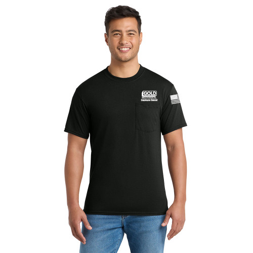 Gold Mechanical WHITE PRINT Short Sleeve Pocket Tee