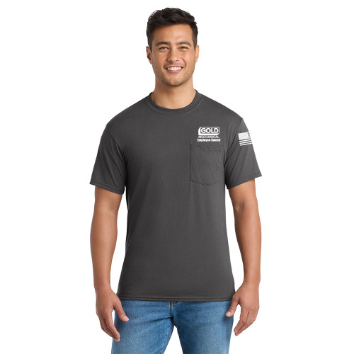 Gold Mechanical WHITE PRINT Short Sleeve Pocket Tee