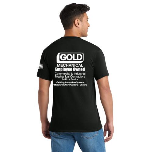 Gold Mechanical WHITE PRINT Short Sleeve Pocket Tee