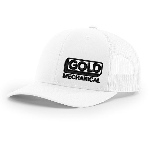 Gold Mechanical BLACK AND WHITE Embroidered Trucker Cap - Richardson® 112