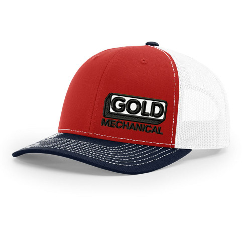 Gold Mechanical BLACK AND WHITE Embroidered Trucker Cap - Richardson® 112