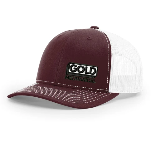 Gold Mechanical BLACK AND WHITE Embroidered Trucker Cap - Richardson® 112