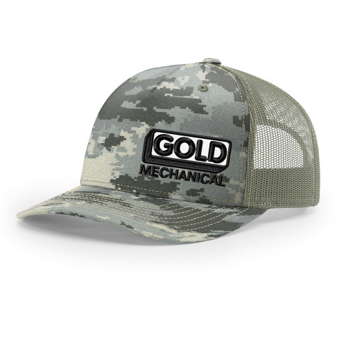 Gold Mechanical BLACK AND WHITE Embroidered Five-Panel Trucker - Richardson 112PFP