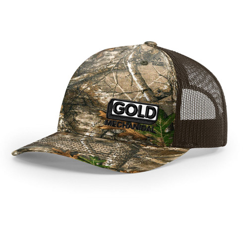 Gold Mechanical BLACK AND WHITE Embroidered Five-Panel Trucker - Richardson 112PFP