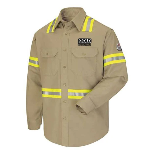 Gold Mechanical BLACK & WHITE Embroidered Bulwark Fire-Resistant Hi-Visibility Work Shirt