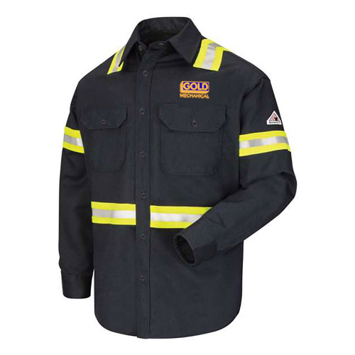 Gold Mechanical FULL COLOR Embroidered Bulwark Fire-Resistant Hi-Visibility Work Shirt