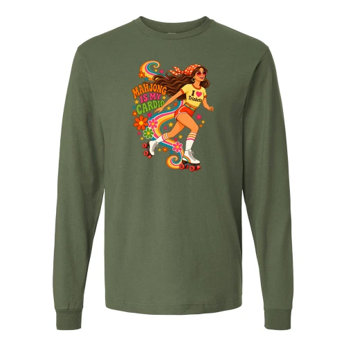 Pink Feather Society MAHJONG IS MY CARDIO Unisex Long Sleeve Tee