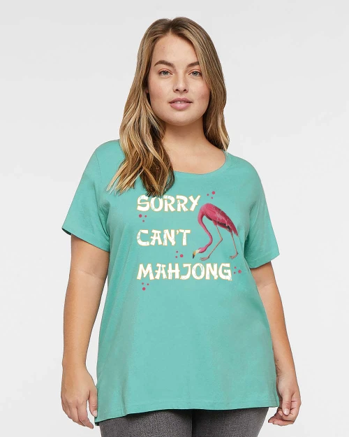 Pink Feather Society SORRY CAN'T MAHJONG Ladies Plus Size Tee