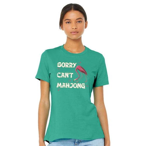 Pink Feather Society SORRY CAN'T MAHJONG Ladies Tee