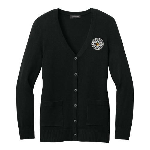 GCSO Embroidered Badge Ladies Button Front V-Neck Cardigan - Black