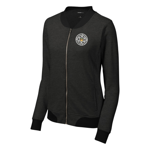 GCSO Embroidered Badge Ladies Lightweight French Terry Bomber - Heather Black