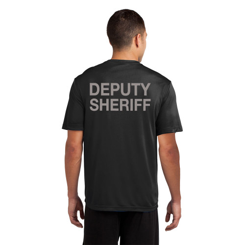 GCSO BADGE & DEPUTY SHERIFF IN GREY - Short Sleeve Performance T-shirt - Black GCSO BADGE & DEPUTY SHERIFF IN GREY - Short Sleeve Performance T-shirt - Black