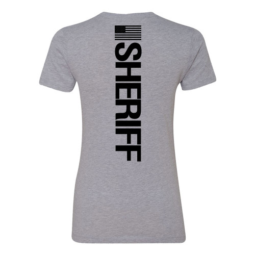 GCSO BADGE, FLAG & SHERIFF IN BLACK - Ladies V-Neck Responsibly Crafted Triblend Tee - Aluminum Grey GCSO BADGE, FLAG & SHERIFF IN BLACK - Ladies V-Neck Responsibly Crafted Triblend Tee - Aluminum Grey