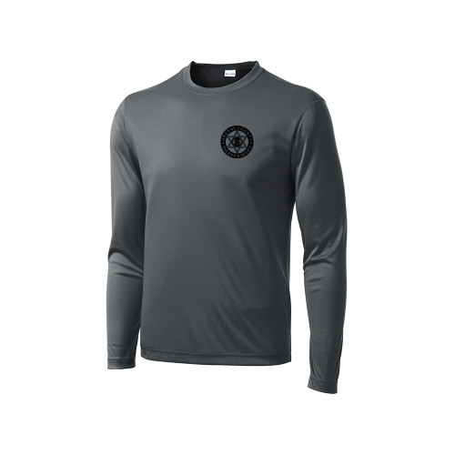 GCSO BADGE & DETENTION DEPUTY IN BLACK - Long Sleeve Performance Tee - Grey GCSO BADGE & DETENTION DEPUTY IN BLACK - Long Sleeve Performance Tee - Grey