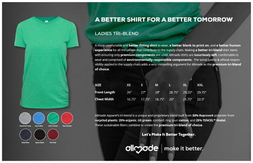 Allmade Women's Tri-Blend Tee, Product