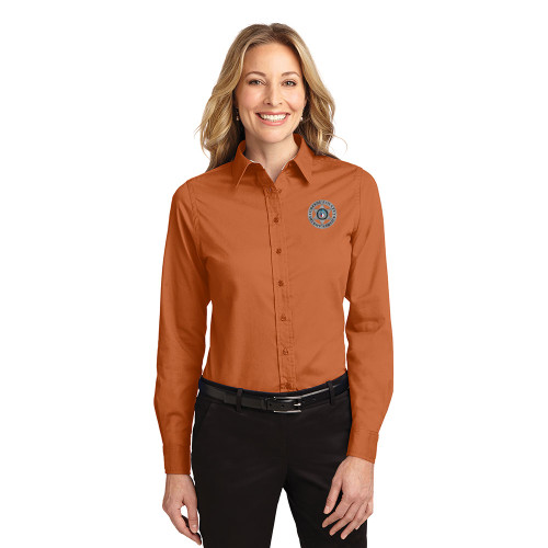 GCSO CHROME BADGE - Long Sleeve LADIES Easy Care Shirt - Texas Orange