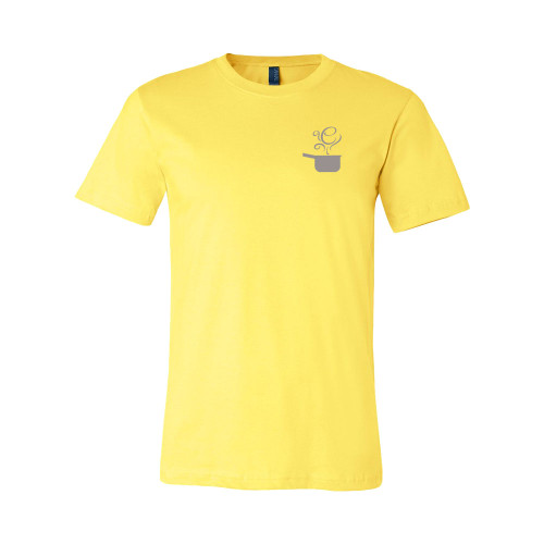 EVERYTHING KITCHENS - GREY - FLC PAN, BACK TEXT, SLEEVE EK - Super Soft Tee - Yellow EVERYTHING KITCHENS - GREY - FLC PAN, BACK TEXT, SLEEVE EK - Super Soft Tee - Yellow