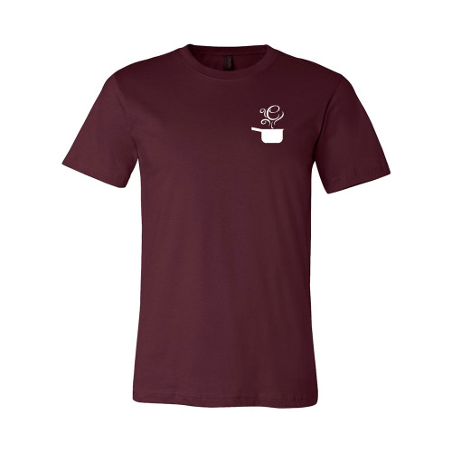 EVERYTHING KITCHENS - WHITE - FLC PAN, BACK TEXT, SLEEVE EK - Super Soft Tee - Maroon EVERYTHING KITCHENS - WHITE - FLC PAN, BACK TEXT, SLEEVE EK - Super Soft Tee - Maroon