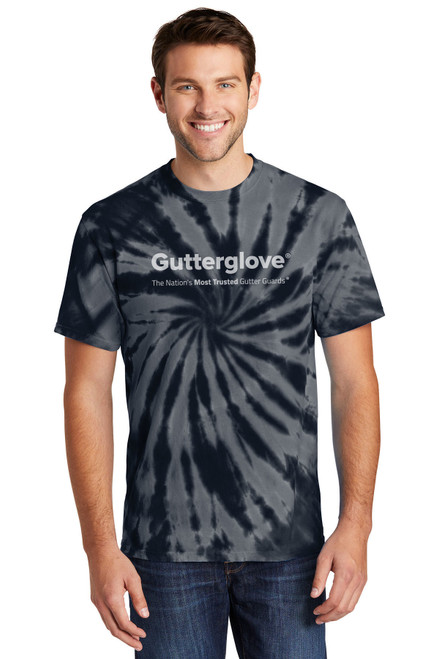 Gutterglove® FULL FRONT WHITE WORDMARK - Unisex Tie-Dye Tee - Black