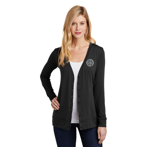 GCSO CHROME BADGE - Ladies Button-Front Cardigan - Black