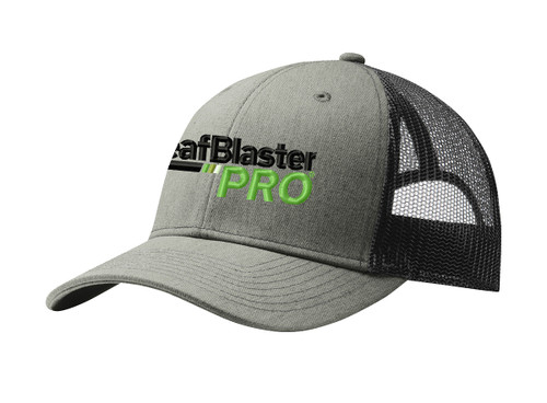Gutterglove® EMBROIDERED BLACK LEAFBLASTER PRO® - Trucker Cap - Heather Grey / Black