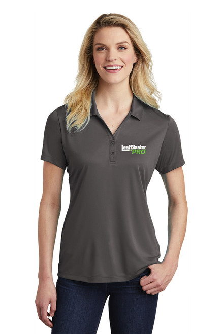 Gutterglove® EMBROIDERED WHITE LEAFBLASTER PRO® - Ladies Performance Polo - Iron Grey Gutterglove® EMBROIDERED WHITE LEAFBLASTER PRO® - Ladies Performance Polo - Iron Grey