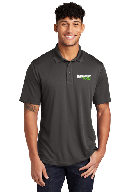 Gutterglove® EMBROIDERED WHITE LEAFBLASTER PRO® - Unisex Performance Polo - Iron Grey