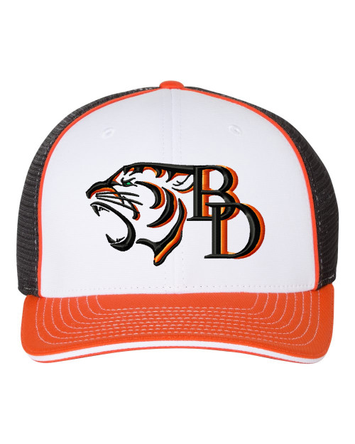 Brentsville TIGER-BD Richardson Premium Baseball Cap - White/Black/Orange