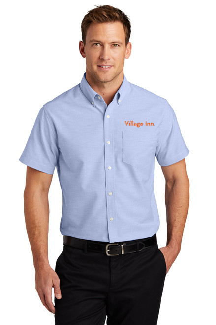 Village Inn Men's Short Sleeve SuperPro Oxford Shirt - Navy