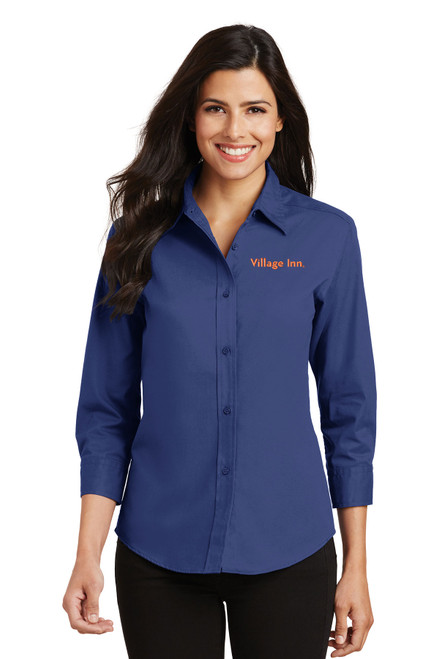 Village Inn Ladies 3/4-Sleeve Easy Care Shirt - Mediterranean Blue