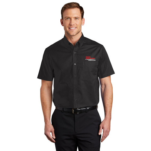 Ozark Aeroworks EMBROIDERED RED & WHITE AN EAGLE PARTNER - Short Sleeve Easy Care Shirt - Black