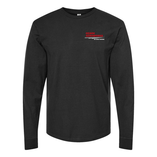 Ozark Aeroworks FLC & FULL BACK RED & WHITE AN EAGLE PARTNER - Unisex Ringspun Long Sleeve T-Shirt - Black