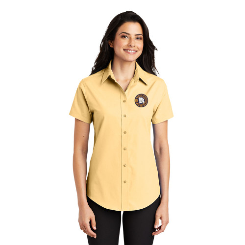 MOCIC Ladies Short Sleeve Dress Shirt - Yellow