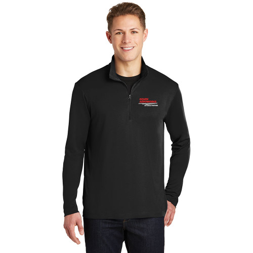 Ozark Aeroworks EMBROIDERED RED & WHITE AN EAGLE PARTNER - Mens Performance 1/4-Zip Pullover - Black