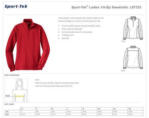 Meeks Sport-Tek® Ladies 1/4-Zip Sweatshirt Meeks Sport-Tek® Ladies 1/4-Zip Sweatshirt
