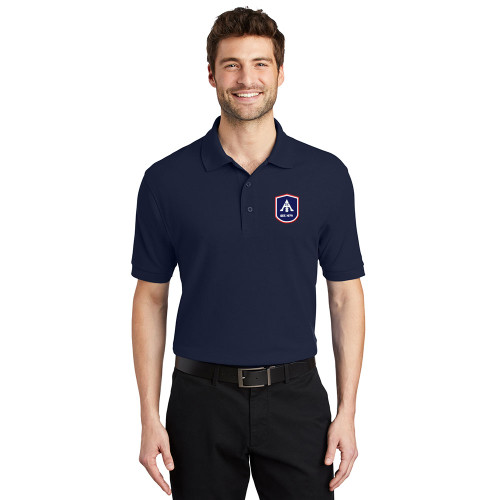 Aurora Christian Academy EMBROIDERED FLC ACADEMIC BADGE - Unisex Silk Touch Polo - Navy