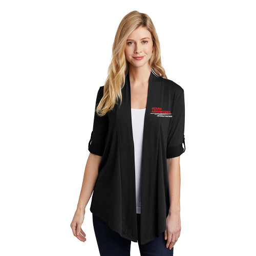 Ozark Aeroworks EMBROIDERED RED & WHITE AN EAGLE PARTNER - Ladies Concept Shrug - Black