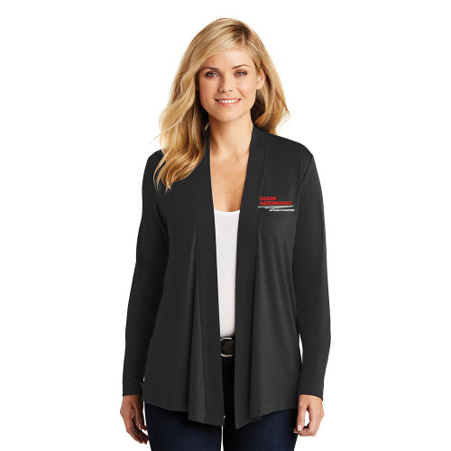 Ozark Aeroworks EMBROIDERED RED & WHITE AN EAGLE PARTNER - Ladies Concept Open Cardigan - Black