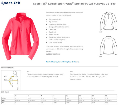 Meeks Sport-Tek® Sport-Wick® Stretch 1/2-Zip Pullover - Ladies Meeks Sport-Tek® Sport-Wick® Stretch 1/2-Zip Pullover - Ladies