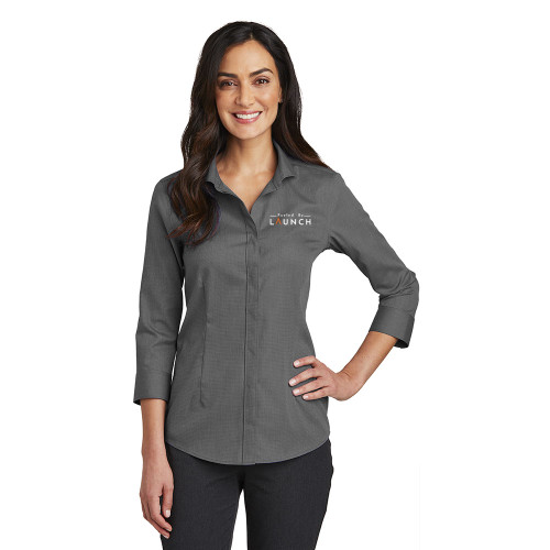 LAUNCH VIRTUAL LEARNING - Red House® Ladies 3/4-Sleeve Nailhead Non-Iron Shirt