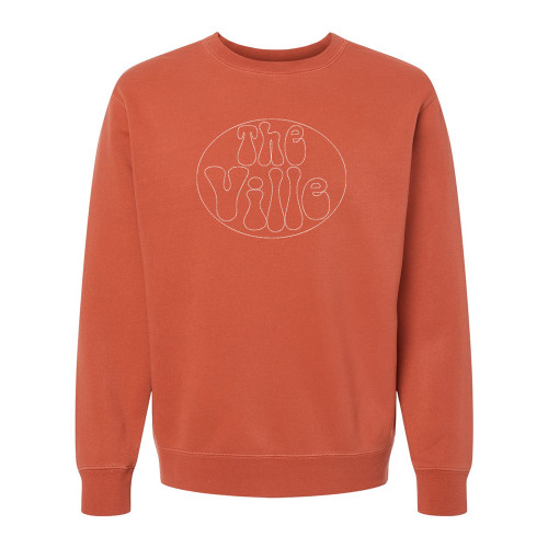Brentsville Embroidered THE VILLE Premium Pigment-Dyed Crewneck Sweatshirt - Pigment Amber