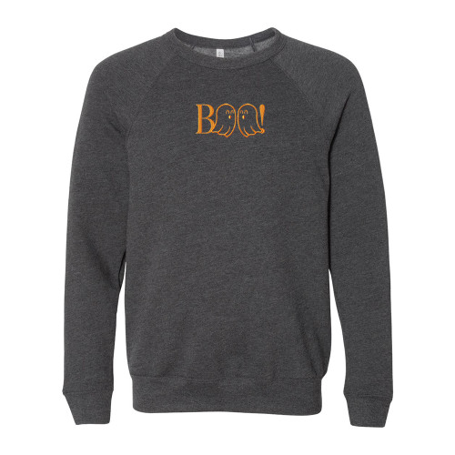 BOO GHOSTS Embroidered Soft Sponge Fleece Sweatshirt - Dark Grey Heather BOO GHOSTS Embroidered Soft Sponge Fleece Sweatshirt - Dark Grey Heather