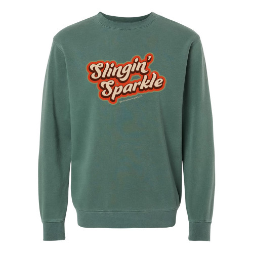 Slingin' Sparkle FULL COLOR Premium Pigment Dyed Sweatshirt - Alpine Green