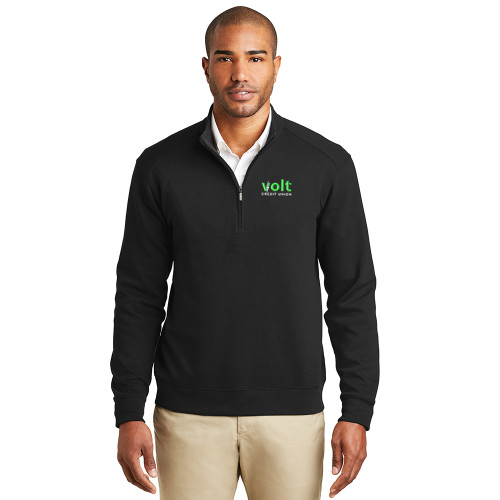 SouthernCarlson Mens 1/4-Zip Pullover - Charcoal Heather w/White