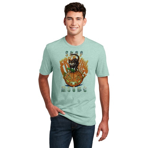 STOP FREAKING MEOWT Premium Unisex Tee - Heathered Dusty Sage