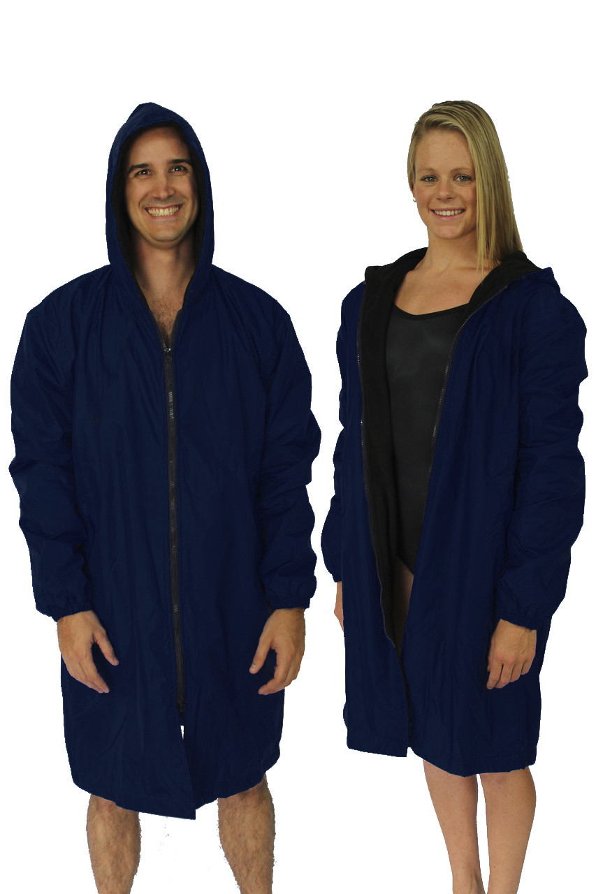 Deck Coat/ Swim Parka Navy with Black Fleece Lining - Unisex