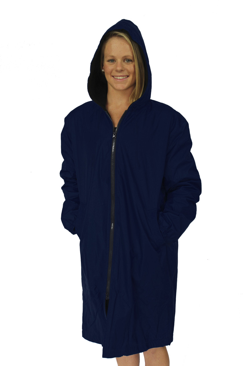 Deck Coat/ Swim Parka Navy with Black Fleece Lining - Unisex