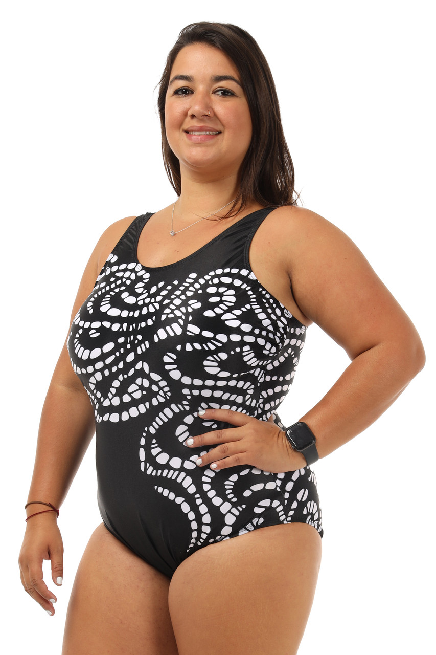 Shelf Bra Lace 1 Piece Plus Size Chlorine Resistant Swimsuit