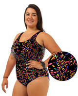 Shelf Bra Jungle Spark One Piece Plus Size Chlorine Resistant Swimsuit - Side