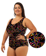 Bra Cup Jungle Spark One Piece Plus Size Chlorine Resistant Swimsuit - Side